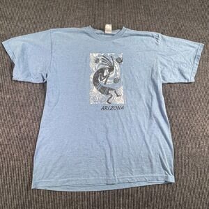 VTG Teemax‎ T Shirt Mens XXL Blue Kokopelli Arizona Distressed Faded Retro 90s